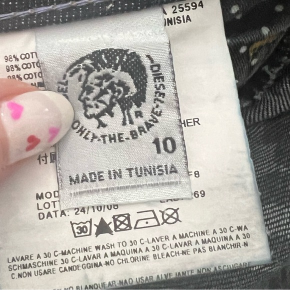 Kids new no tag unisex designer Diesel Floy J skinny jeans Sz 10 - Picture 6 of 8